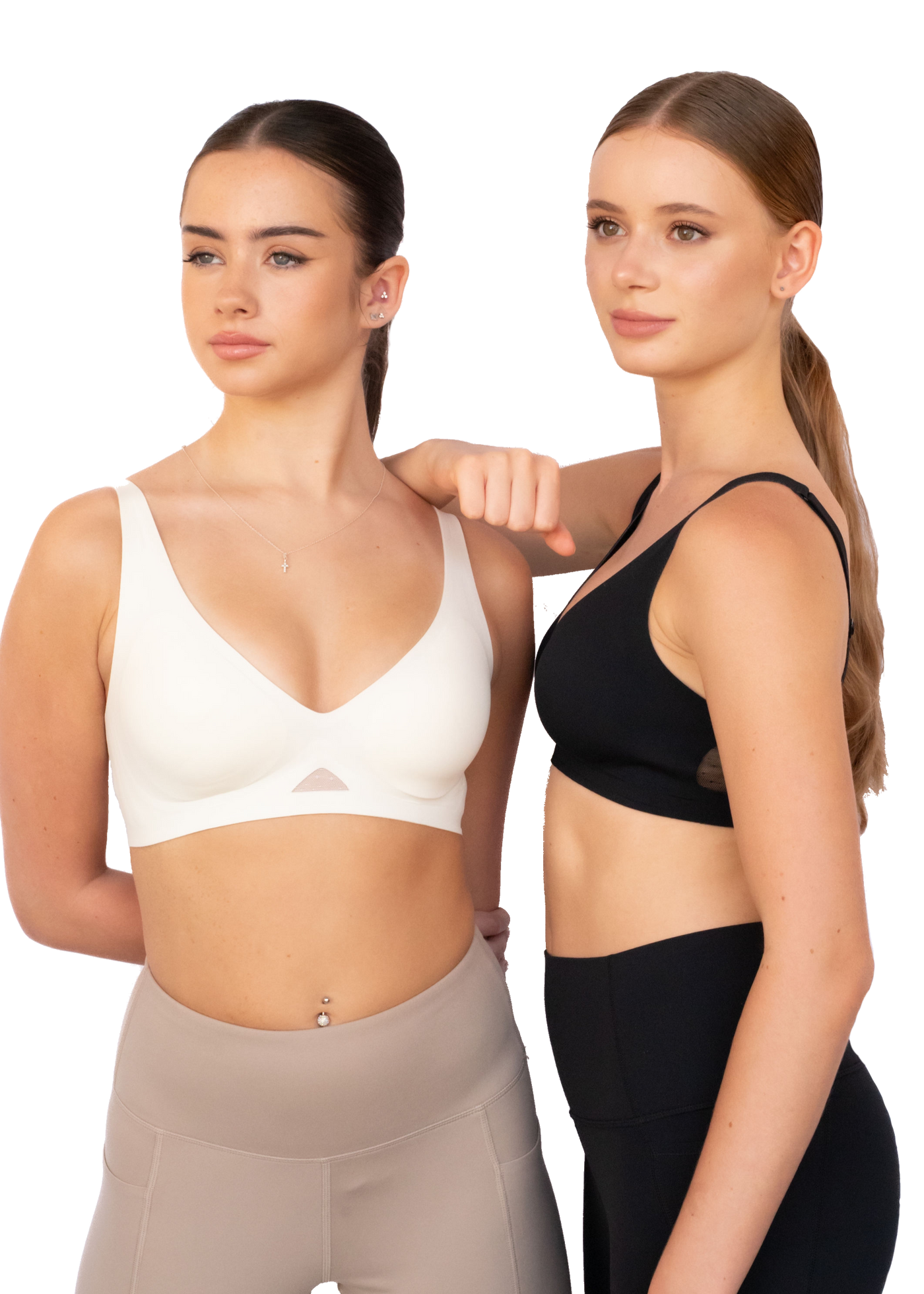 Girls Wearing Black and White bra