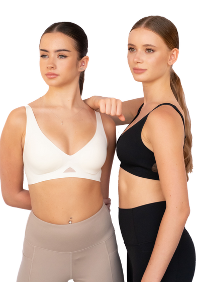 Girls Wearing Black and White bra
