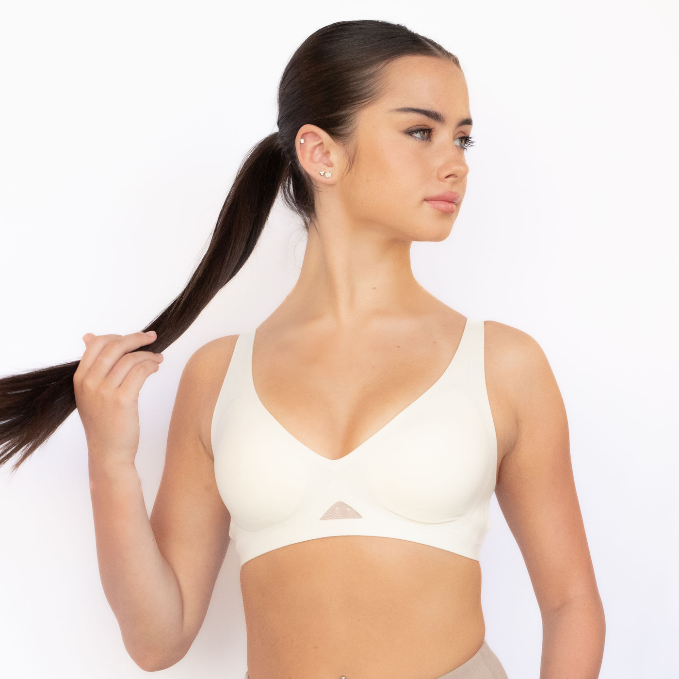 Girl Wearing White Bra